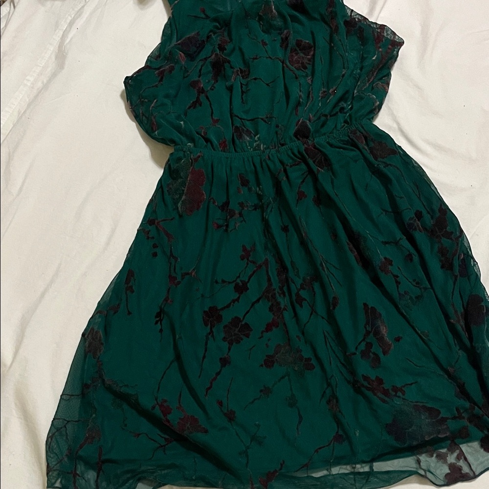 Green Floral Print Women’s Dress